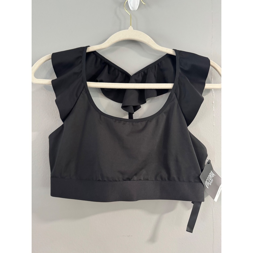 Victoria Sport Black Ruffle-Back Sports Bra